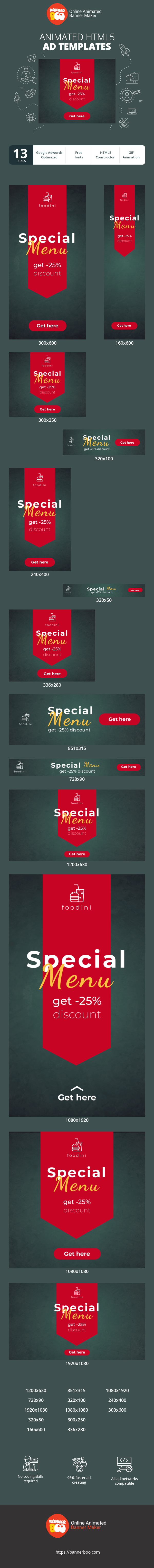 Banner ad template — Special Menu — Get -25% Discount