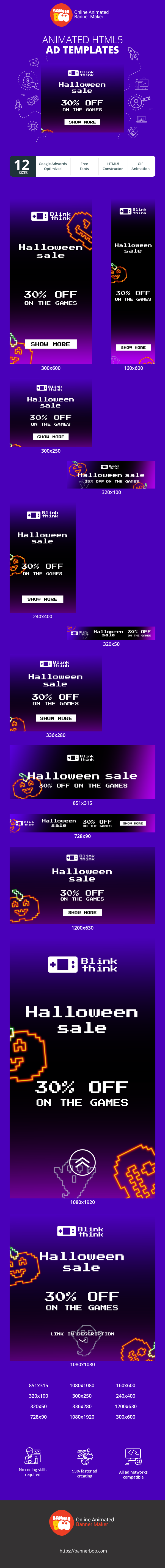Banner ad template — Halloween Sale — 30% Off On The Games
