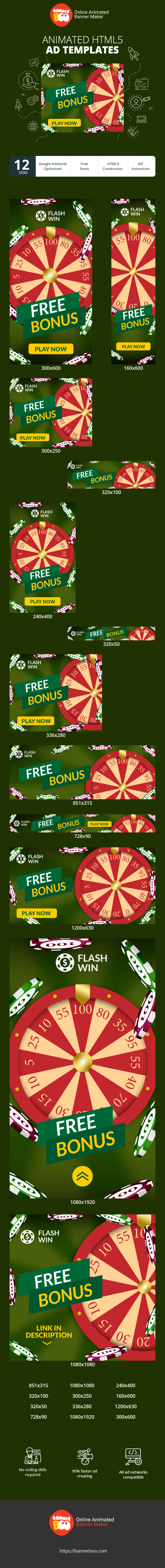 Szablon reklamy banerowej — Kostenloser Bonus — Glücksspiel