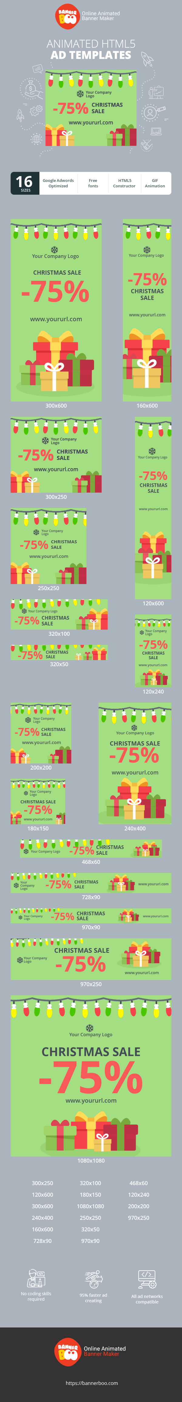 Шаблон рекламного банера — Різдвяний розпродаж — знижка 75%!