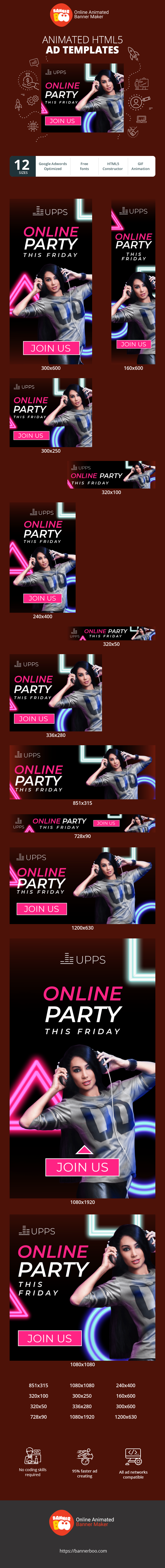 Szablon reklamy banerowej — Online-Party — Diesen Freitag
