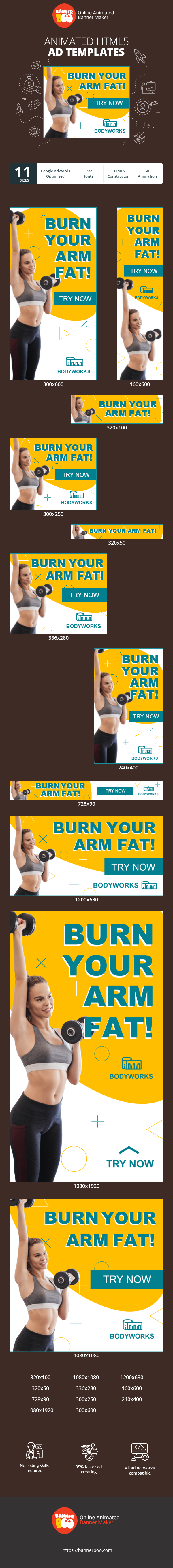 Szablon reklamy banerowej — Verbrennen Sie Ihren Armfett — Fitness für Frauen