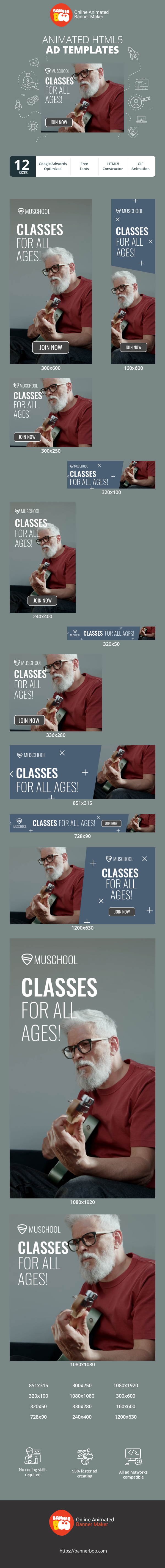 Banner ad template — Classes For All Ages! — Education