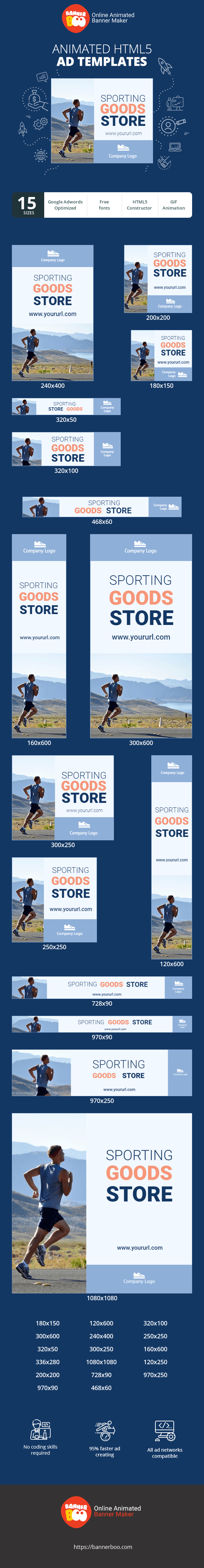 Szablon reklamy banerowej — Sportartikelgeschäft — Rabatte