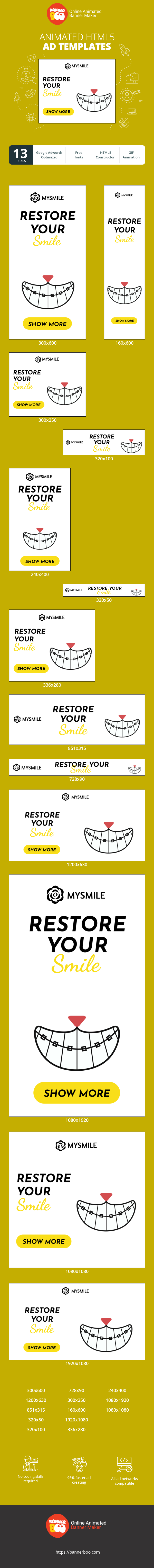 Banner ad template — Restore Your Smile — Leading Cosmetic Dentistry