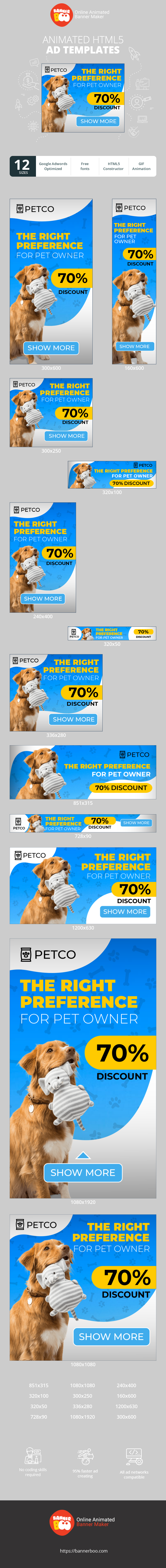 Banner ad template — The Right Preference For Pet Owner — 70% Off