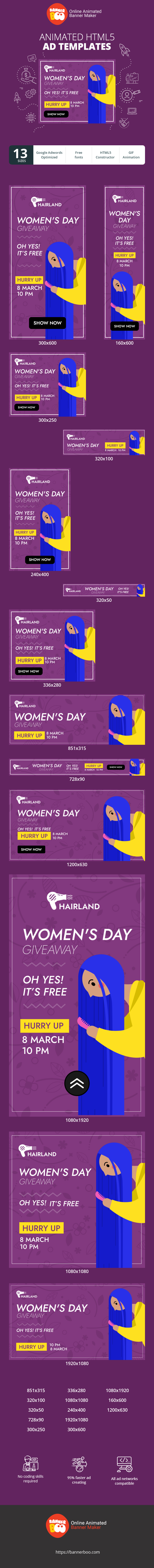 Banner ad template — Women's Day Giveaway — Oh Yes! It's Free Hurry Up 8 March 10 PM