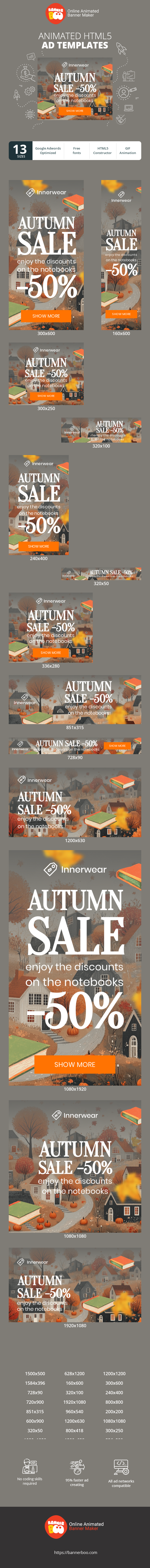 Banner ad template — Autumn Sale — Enjoy The Discounts On The Notebooks -50%