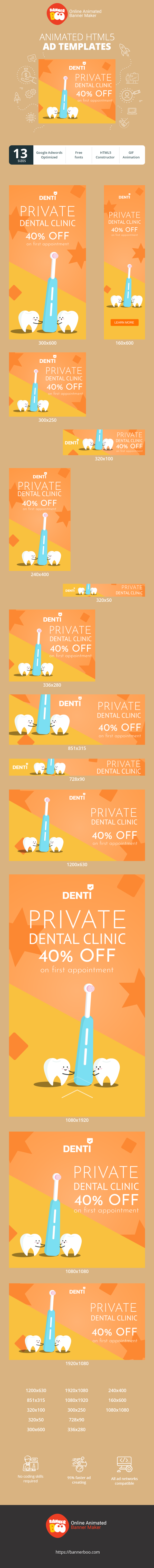 Banner ad template — Private Dental Clinic — 40% Off On First Appointment