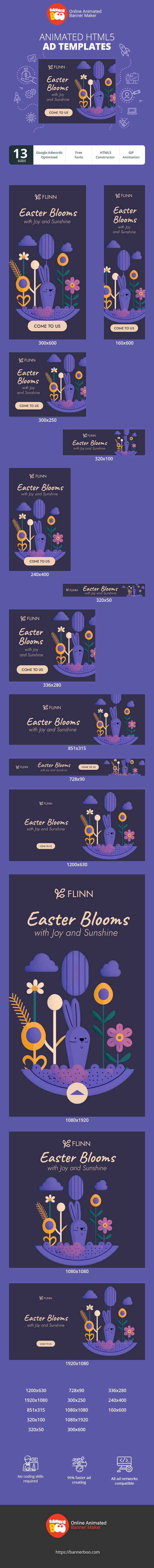 Banner ad template — Easter Blooms With Joy And Sunshine — Easter