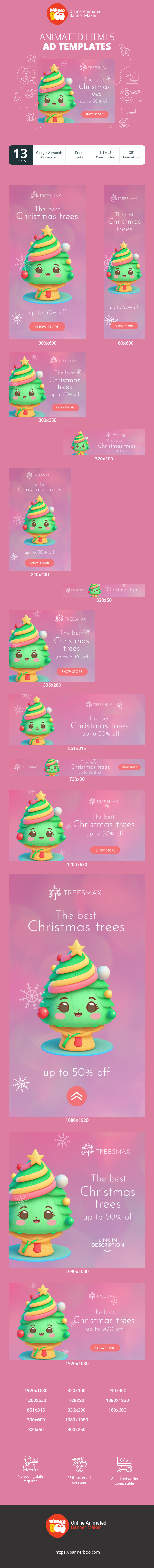 Szablon reklamy banerowej — Die besten Weihnachtsbäume — Bis zu 50 % Rabatt