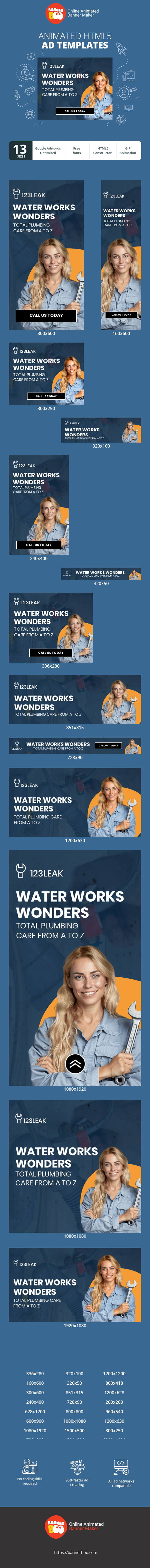 Banner ad template — Water Works Wonders — Total Plumbing Care From A to Z