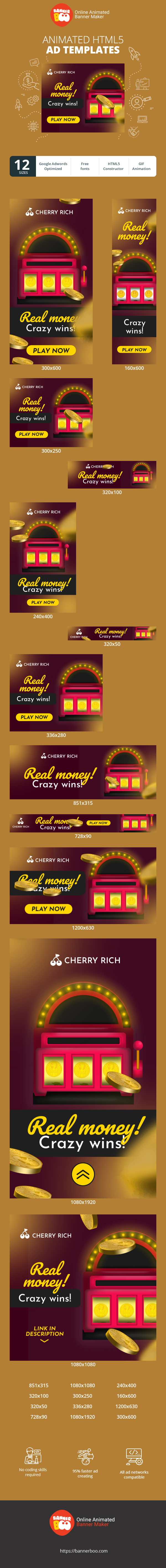 Banner ad template — Real Money! — Crazy Wins!