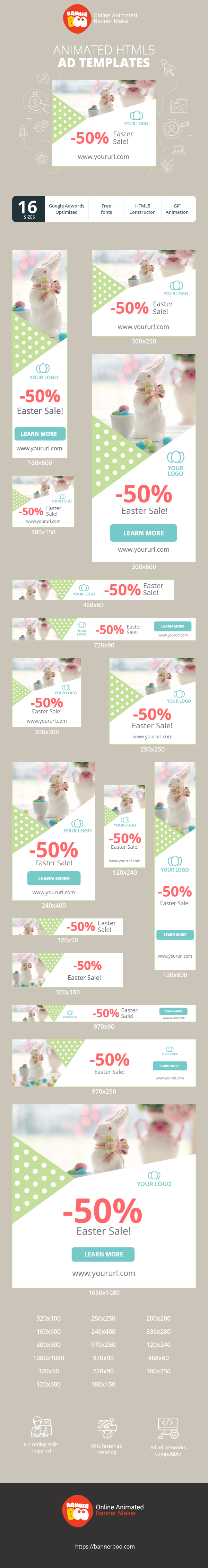 Шаблон рекламного банера — Великодній розпродаж -50%!