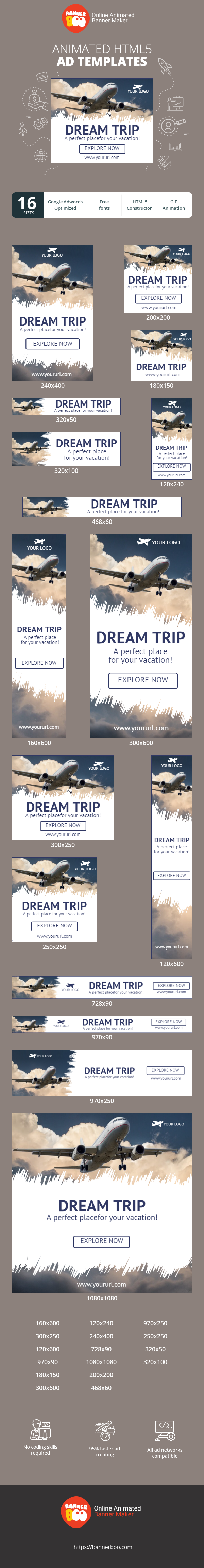 Banner ad template — Dream Trip — a Perfect Place for Your Vacation
