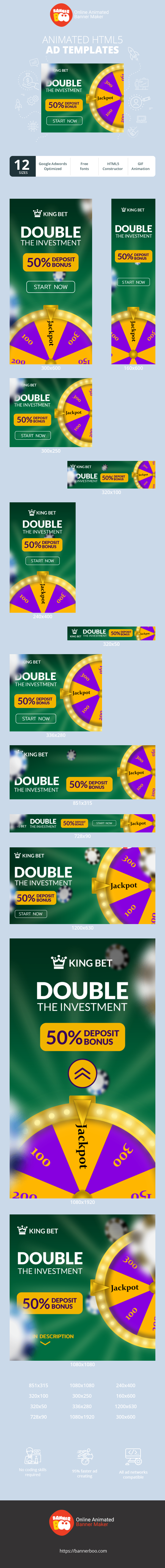 Szablon reklamy banerowej — Podwój inwestycję — bonus depozytowy 50%
