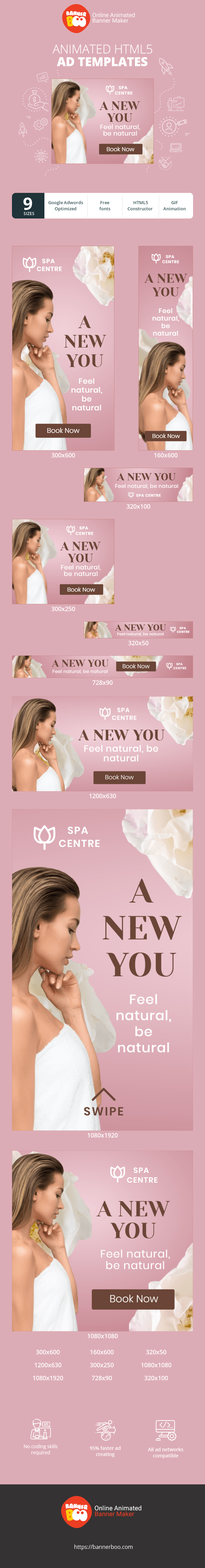 Banner ad template — Spa Centre 'A New You' — Be Natural, Feel Natural