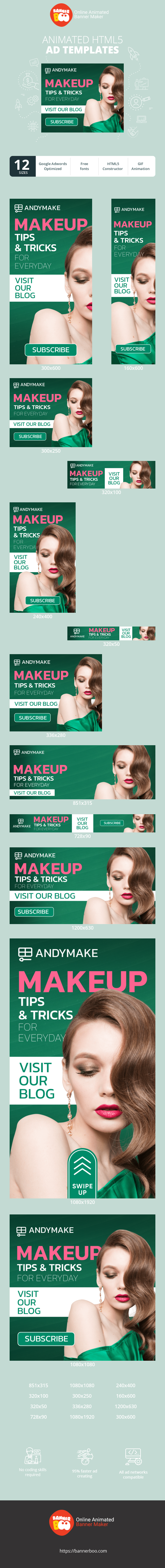 Banner ad template — Makeup Tips & Tricks For Everyday — Visit Our Blog