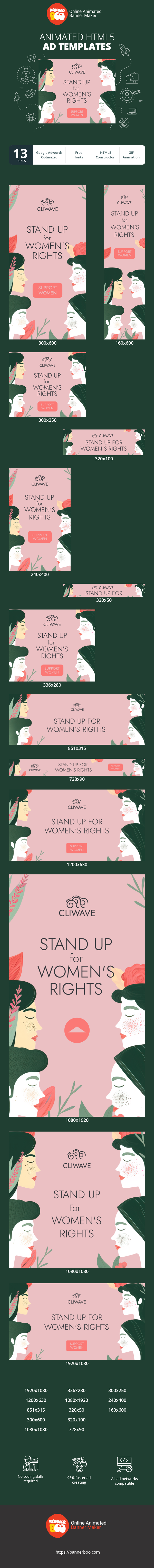 Szablon reklamy banerowej — Setze dich für die Rechte der Frauen ein — Frauentag