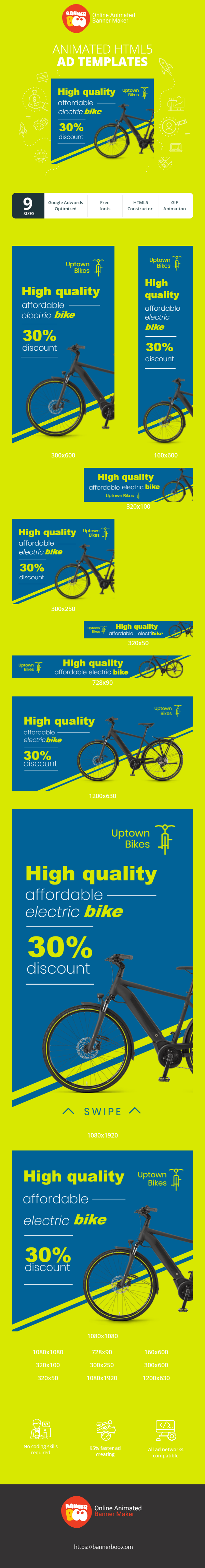 Banner ad template — High Quality Affordable Electric Bike — 30% Discount