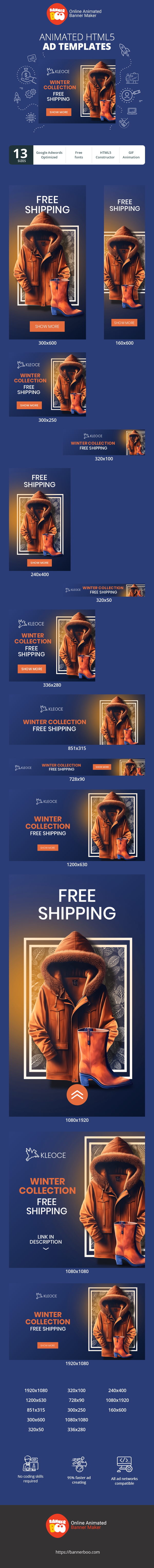 Szablon reklamy banerowej — Winterkollektion Kostenloser Versand — E-Commerce