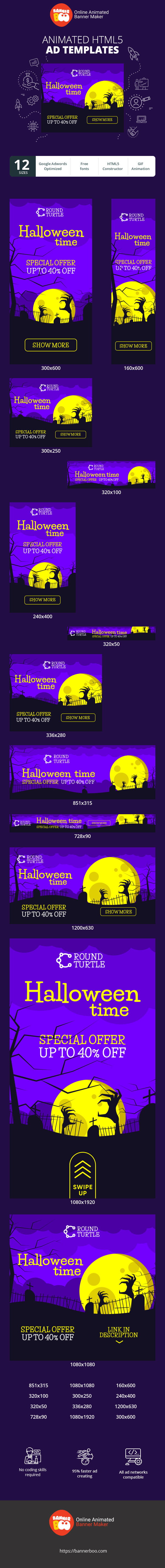 Banner ad template — Halloween Time — Special Offer Up To 40% Off