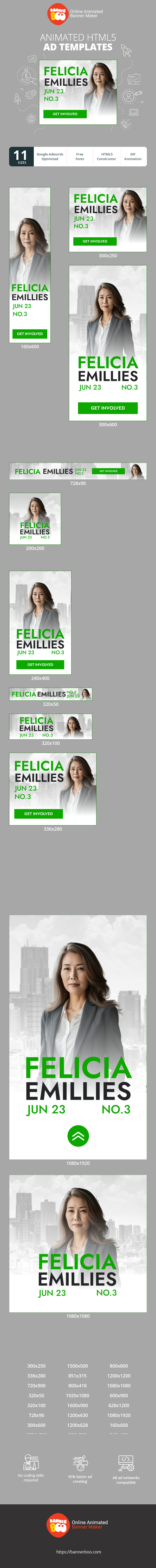 Banner ad template — Felicia Emillies Jun 23 NO.3 Shape Tomorrow Vote Today — Vote Day