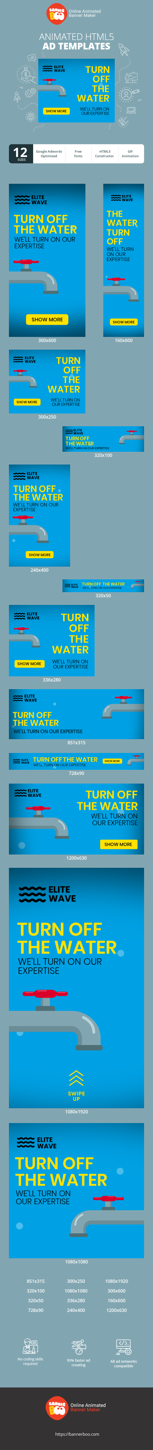 Banner ad template — Turn Off The Water — We'll Turn On Our Expertise