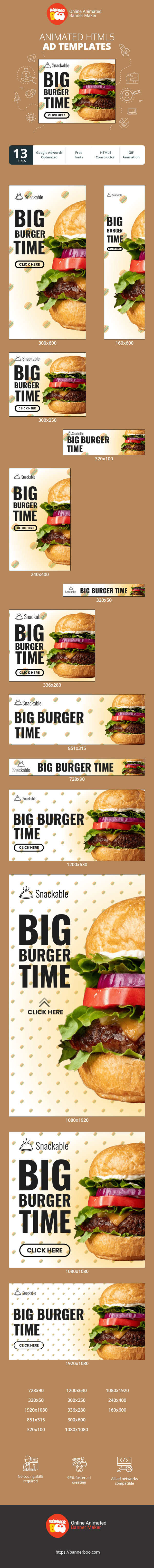 Banner ad template — Big Burger Time — Restaurant