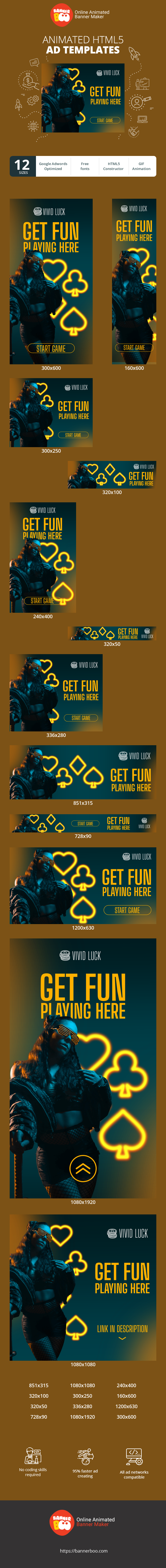 Banner ad template — Get Fun Playing Here — Gambling