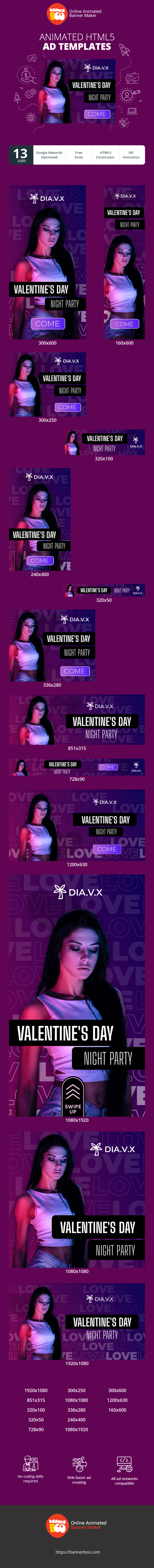 Szablon reklamy banerowej — Valentinstag — Nachtparty