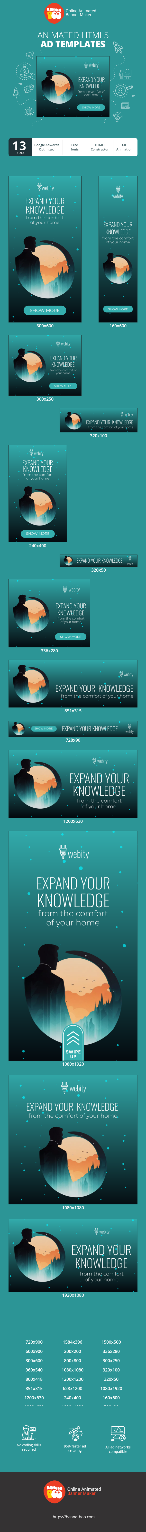 Banner ad template — Expand Your Knowledge — From The Comfort Of Your Home