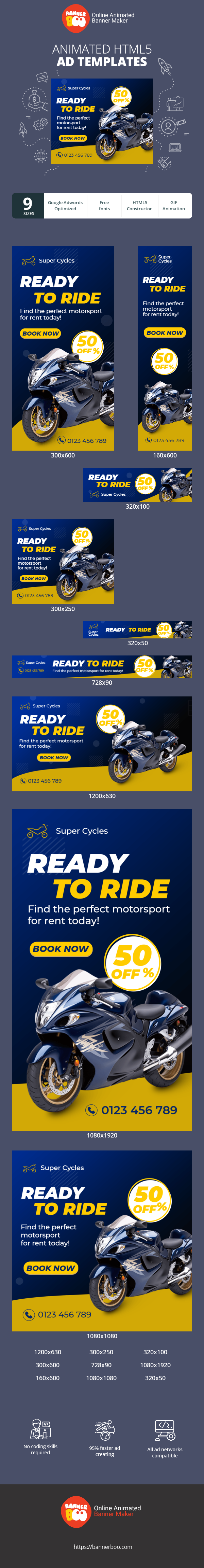 Szablon reklamy banerowej — Gotowy do jazdy — Znajdź idealny sport motorowy do wynajęcia już dziś!