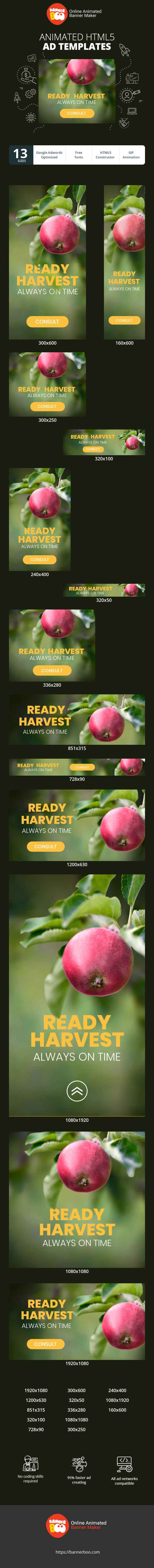 Szablon reklamy banerowej — Ready Harvest Immer pünktlich — Landwirtschaft