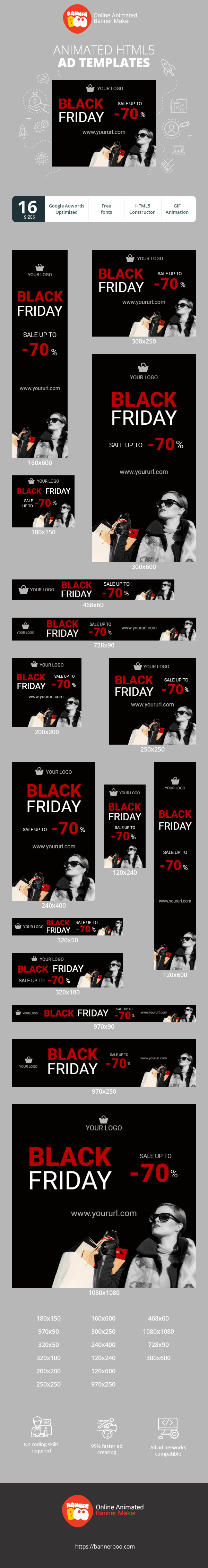 Banner ad template — Black Friday — Sale Up To -70%