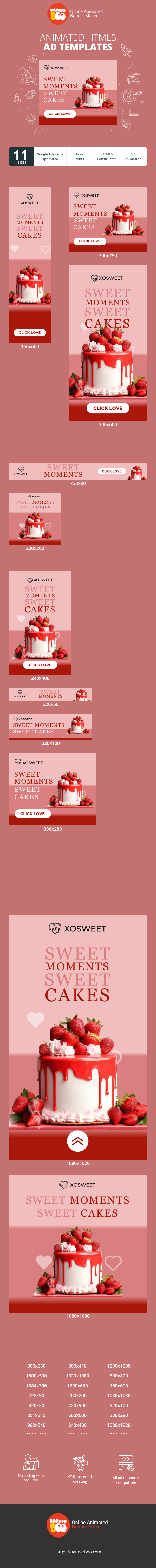 Banner ad template — Sweet Moments Sweet Cakes — Valentine's Day