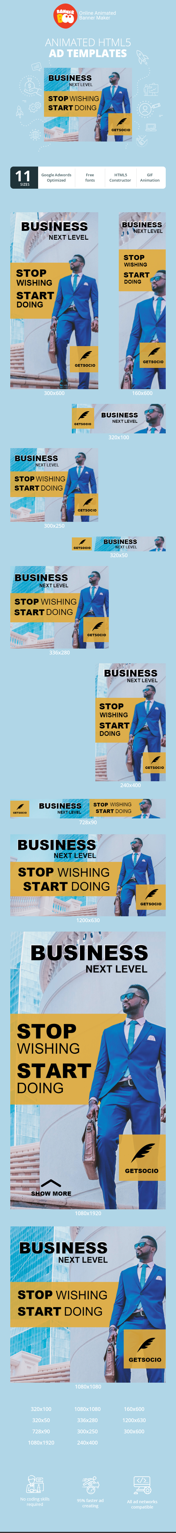 Szablon reklamy banerowej — Business Next Level — Przestań marzyć, zacznij działać