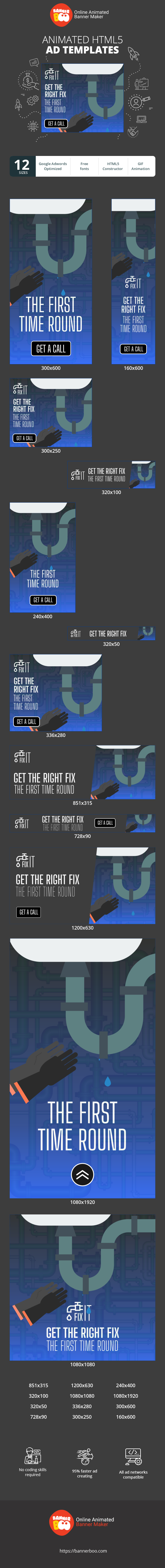 Banner ad template — Get The Right Fix The First Time Round — Plumbing