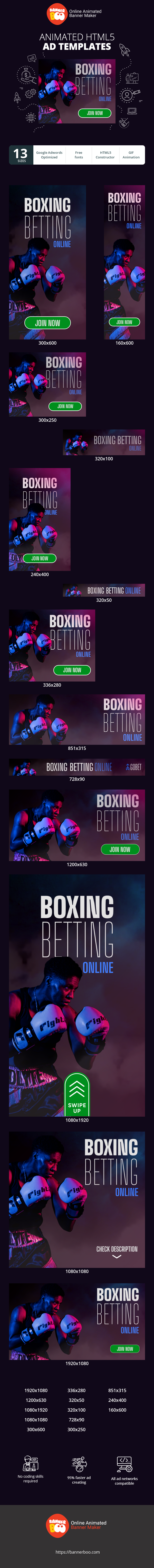 Banner ad template — Boxing Betting Online — Sports Betting