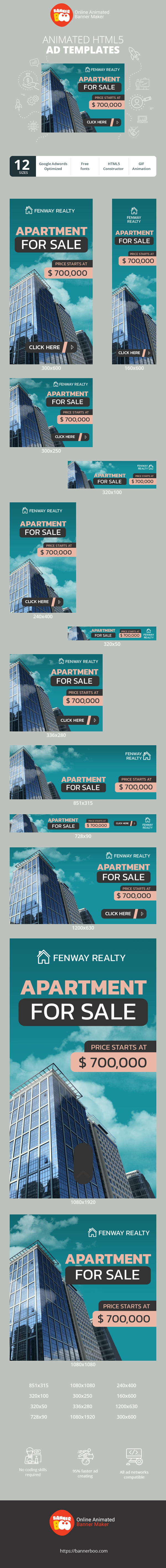 Шаблон рекламного банера — Квартира на продаж — ціна від 700 000 доларів