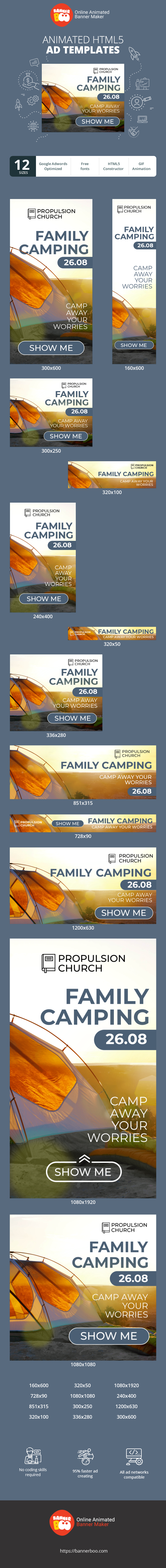 Szablon reklamy banerowej — Familien-Camping — 26.08 Campen und Sorgen vergessen