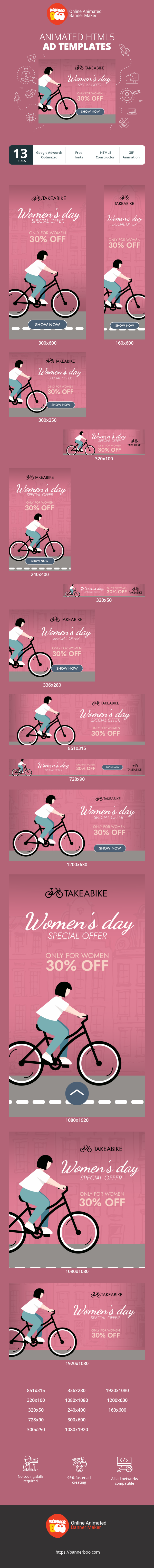 Banner ad template — Women's Day Special Offer — Only For Women 30% Off