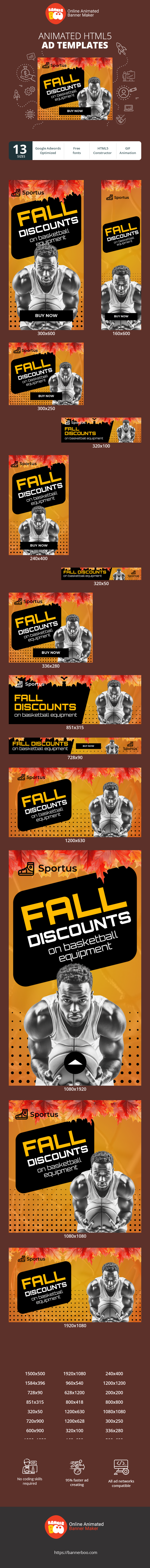 Banner ad template — Autumn Discounts — On Basketball Equipment