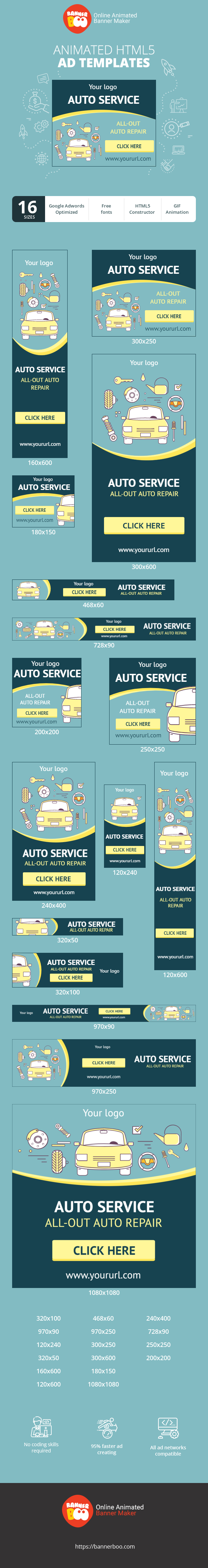 Banner ad template — Auto Service — All-Out Auto Repair