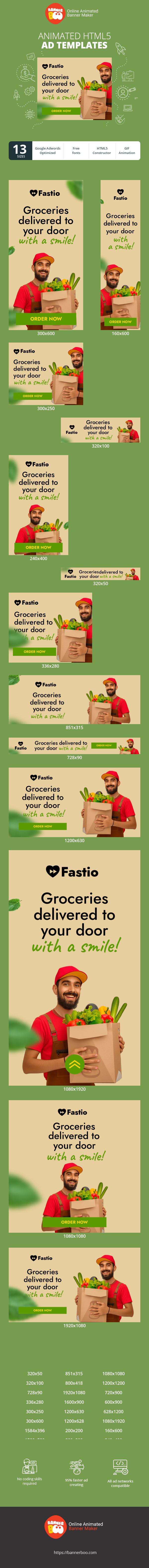 Banner ad template — Groceries Delivered To Your Door With A Smile! — Grocery Delivery