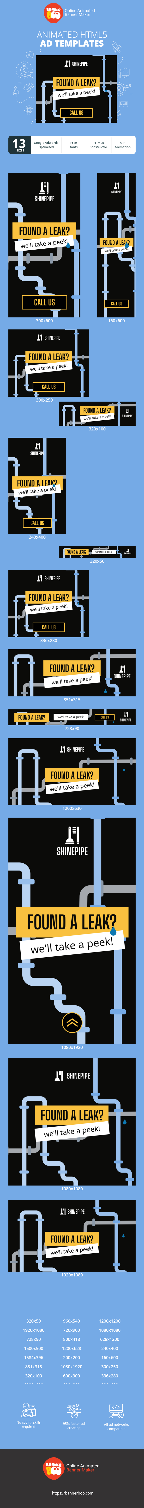 Banner ad template — Found A Leak? — We'll Take A Look!