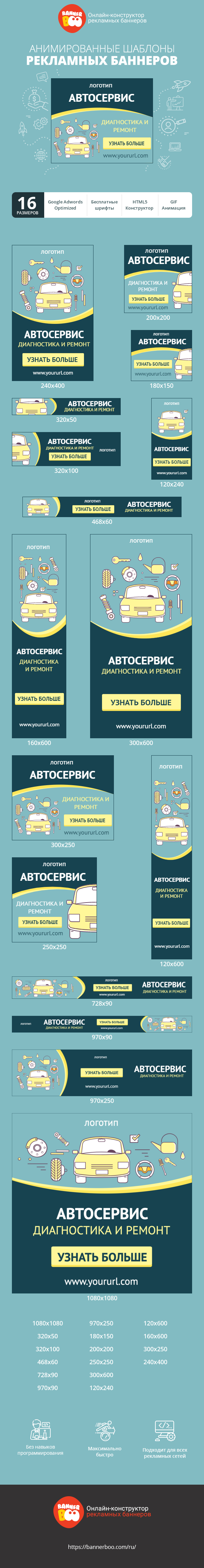 Шаблон рекламного баннера — Автосервис — диагностика и ремонт