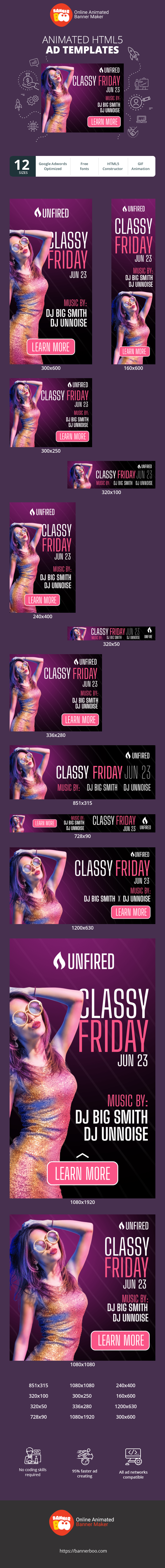 Banner ad template — Classy Friday — Jun 23 Music By: Dj Big Smith Dj Unnoise