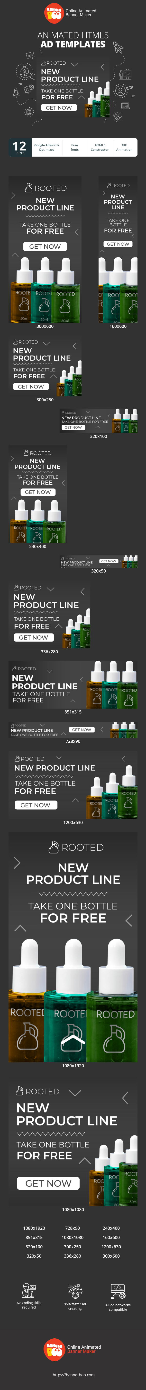 Banner ad template — New Product Line — Take One Bottle For Free