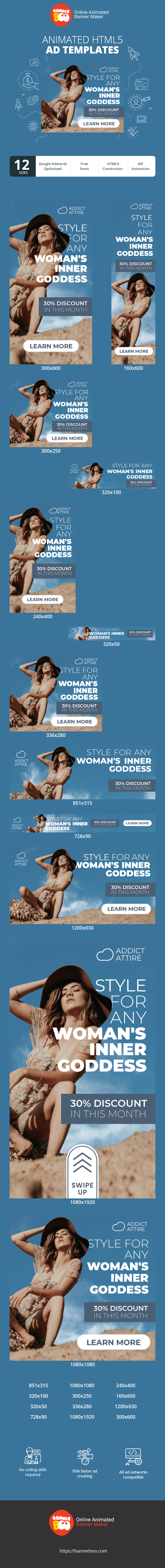 Banner ad template — Style For Any Woman's Inner Goddess — 30% Discount In This Month